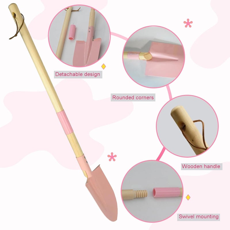 Xifando Small Garden Shovel-Kid's Size Wooden Handle Metal Head Shovel (Pink) - Image 3